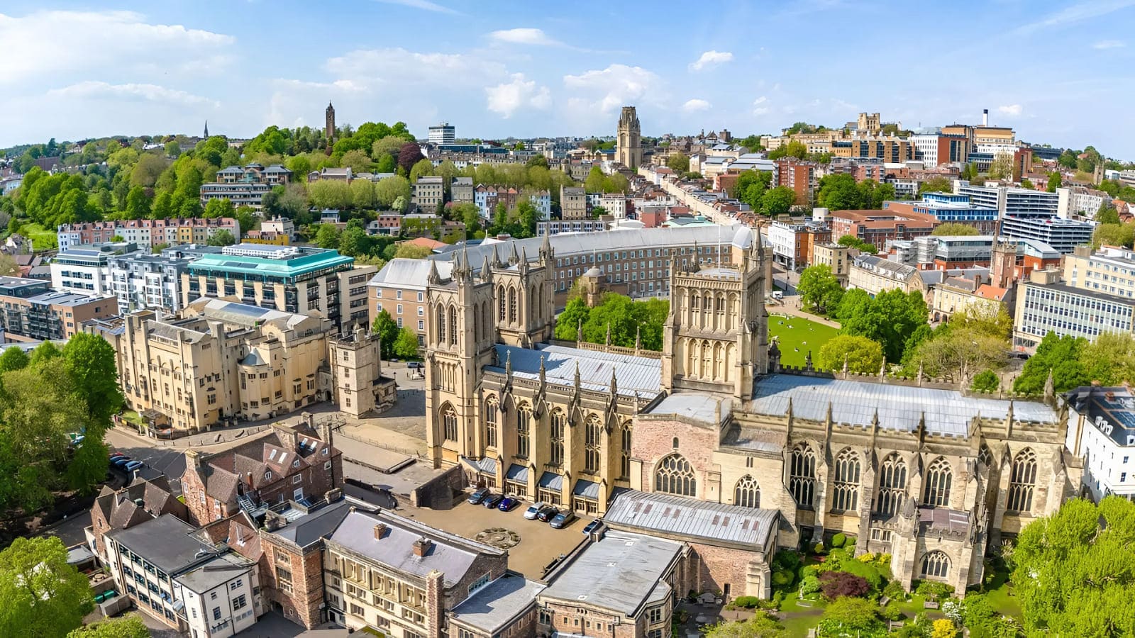 View across Bristol and its historic cityscape